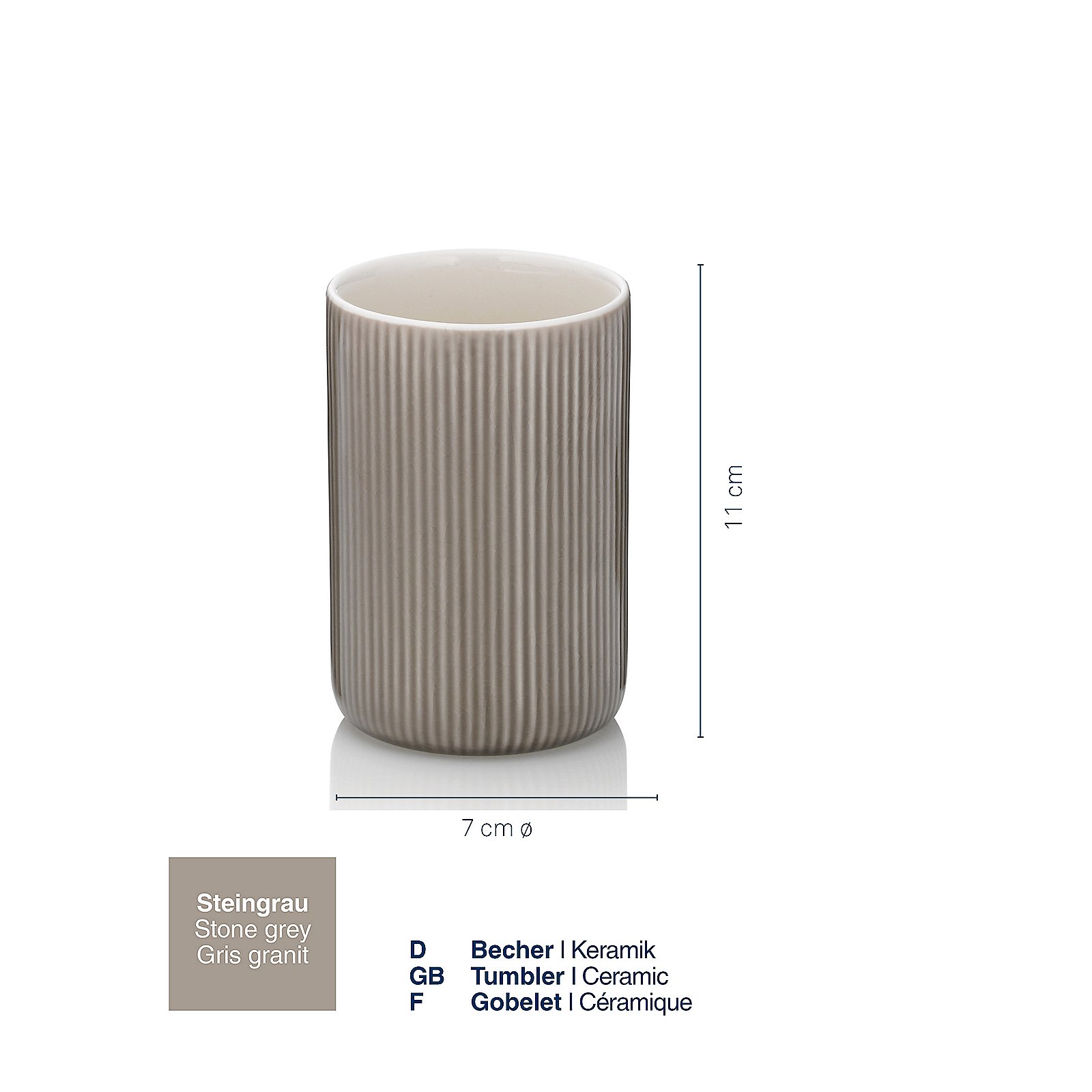 Kela Becher Ava Keramik Grau, Becher, Keramik, Steingrau, Rillenstruktur, Tumbler