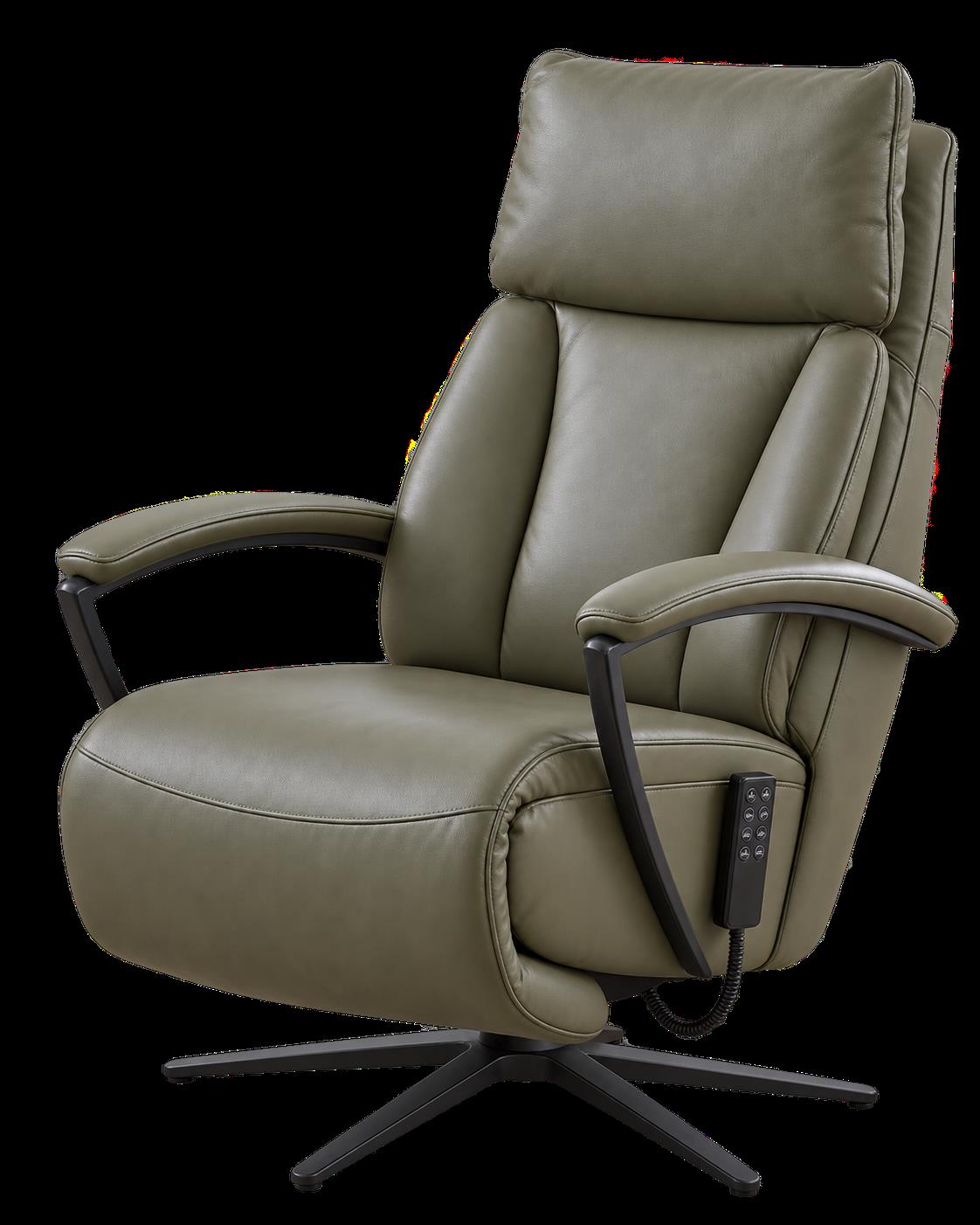 Hukla Relaxsessel HU-EC22138  Grün, Sessel, Relaxsessel, Bezugleder, Stromleistentasche, Drehfußbasis