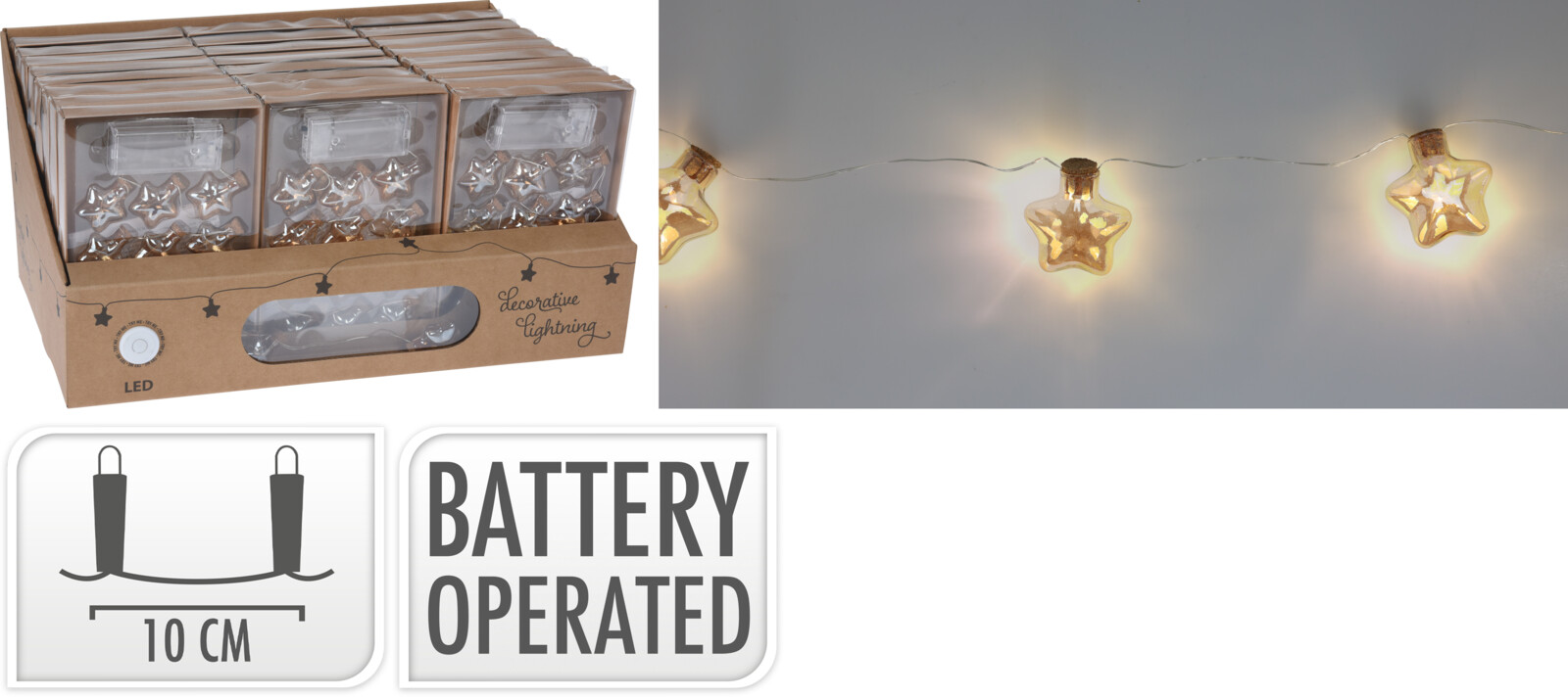 Sternengirlande LED Bernstein, Kiste, Beleuchtung, Licht