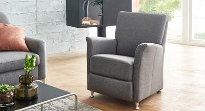 Carina Sessel LARA in Stoff Twice grey/Metallfuß 