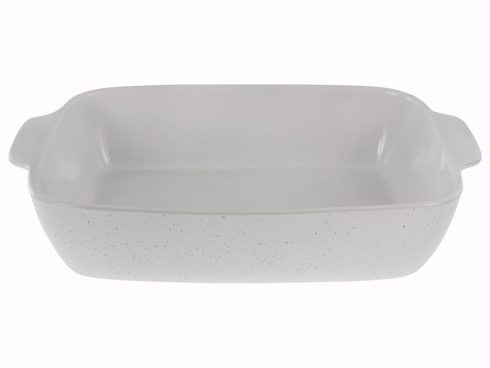 CreaTable Auflaufform Big in Farbe Weiß glänzend, Auflaufform, Backform, Speckled, Keramik, grau