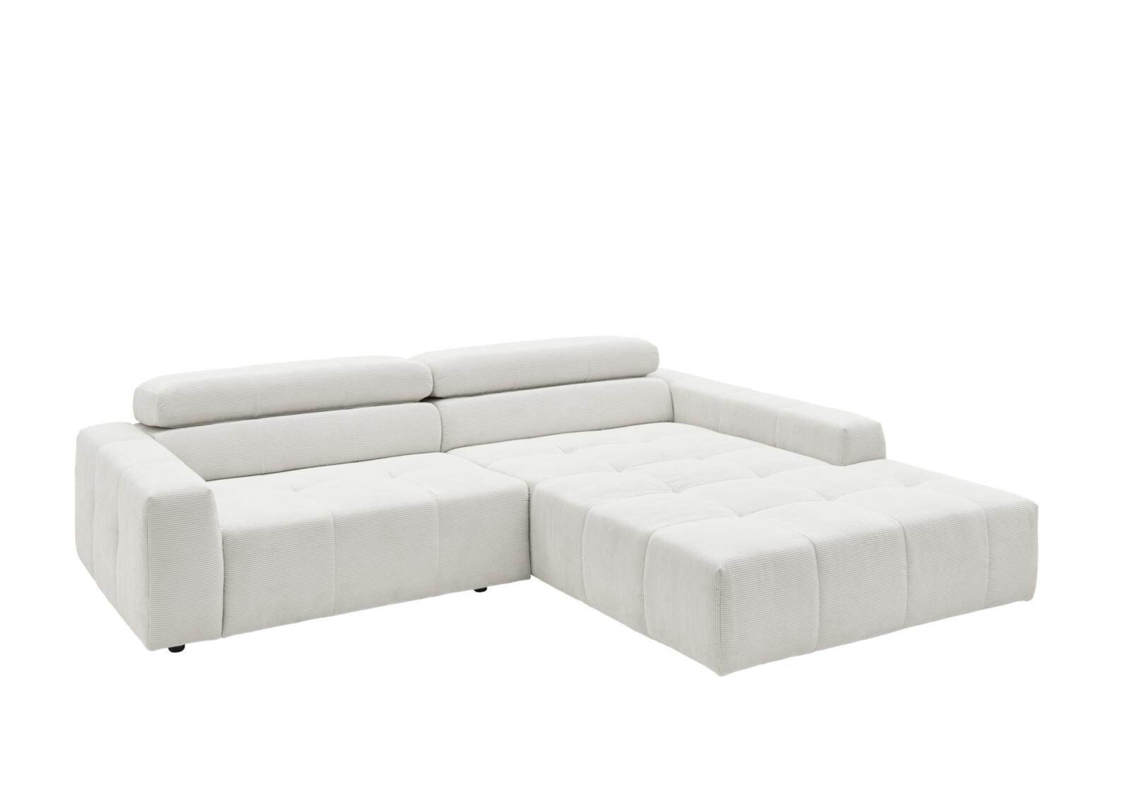 SOFAkultur Polsterecke Denver ca. 258x217 Weiß, Ecksofa, Sofa, Sitzgarnitur, Hockerlos, Grau