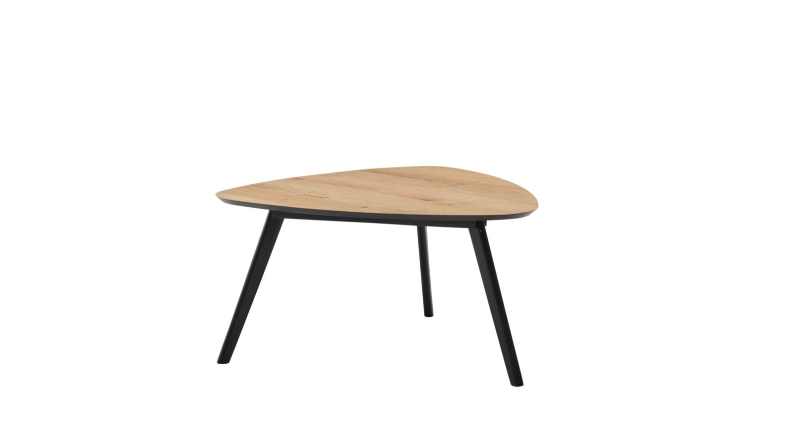 Roomio Couchtisch NO. 2002 ca. B78 H40 T80 cm in Platte Eiche Echtholzfurn.nat., couchtisch, runder-tisch, holztop, schwarzbeine, oval