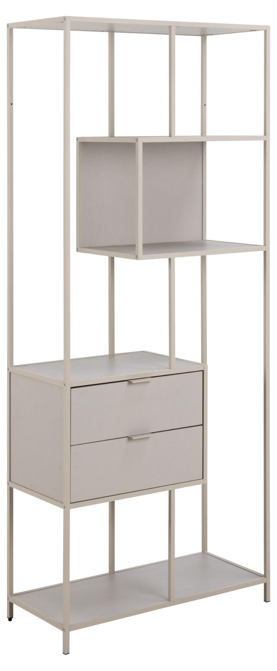 Regal SEAFORD in grau Actona Regal SEAFORD ca. B77 H185 T35 cm in Melamin grau