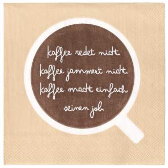 Cocktailserviette ICH MAG KAFFEE in Ich mag Kaffee, kaffee, becher, zitat, braun, beige