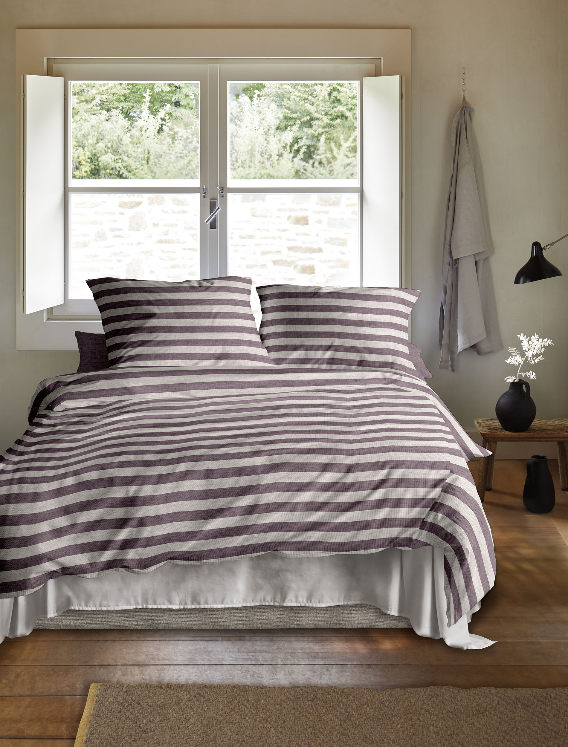 irisette Mako-Satin Bettwäsche WAVE-HK ca. 155x220cm in Farbe mauve, Bett, Mobiliar, Drinnen, Innenarchitektur, Inneneinrichtung