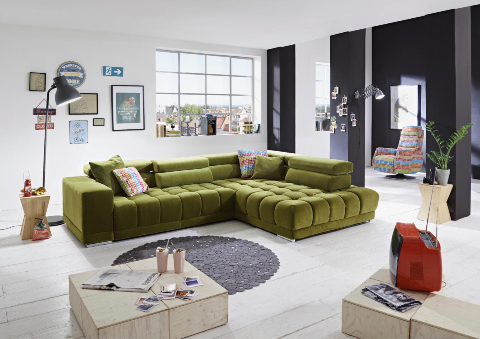 Polstereckgruppe VS-XP-MP1038 ca. 323x222cm in Stoff Salsa moos, Couch, Mobiliar, Inneneinrichtung, Wohnzimmer, Tabelle