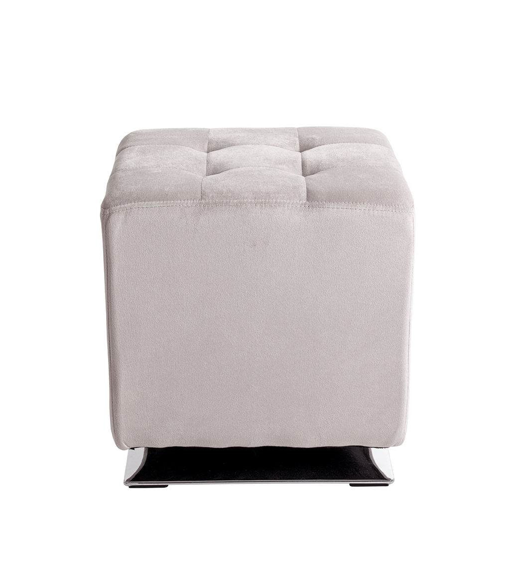 Hocker BETO 2 in Farbe Chrom, Kaschmir Haku Möbel Hocker BETO 2 in Farbe Chrom, Kaschmir, Hocker, Samtbezug, Upholsterter Hocker, Quaderform, Beige