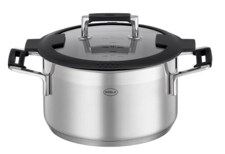 Rösle Kochtopf mit Glasdeckel 20cm SILENCE PRO, Topf, Dampfkochtopf, Stahl, Edelstahl, Deckelverschluss