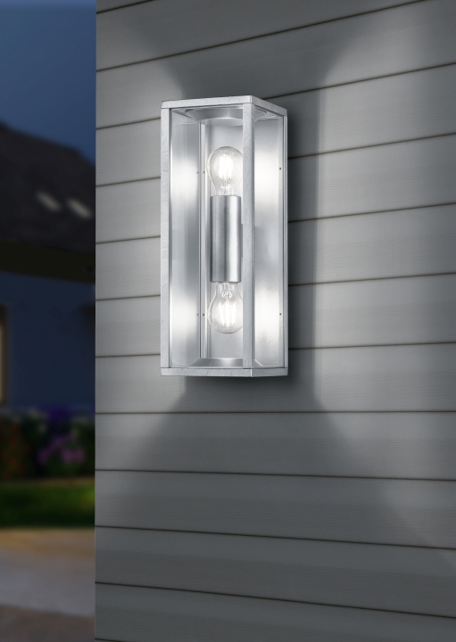 Trio Wandleuchte GARONNE in zinkfarbig, Glas transparent klar