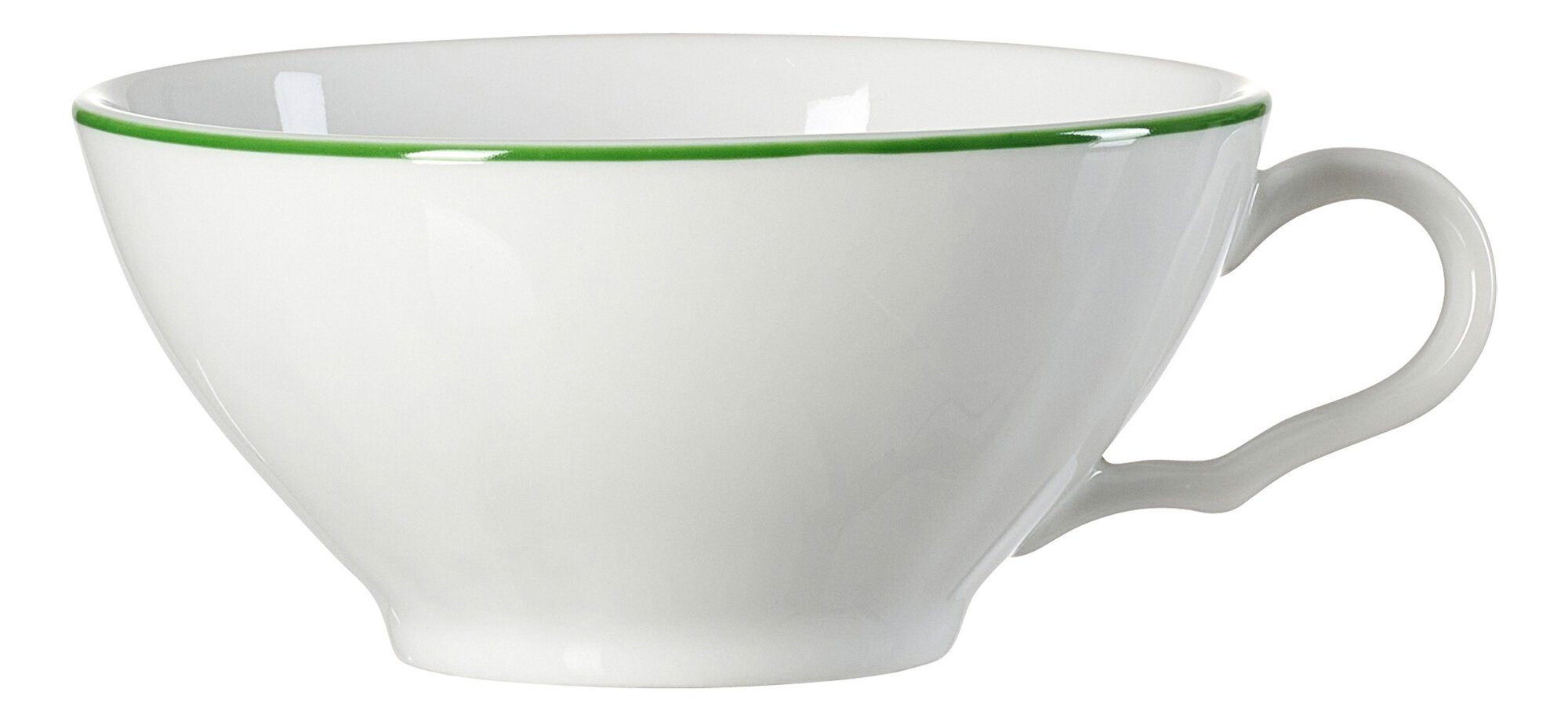 Ritzenhoff & Breker Tee-Obertasse OSTFRIESE 100ml aus Porzellan grün/weiß, Tasse, Porzellan, weiße Tasse, Grüner Rand, Espressotasse
