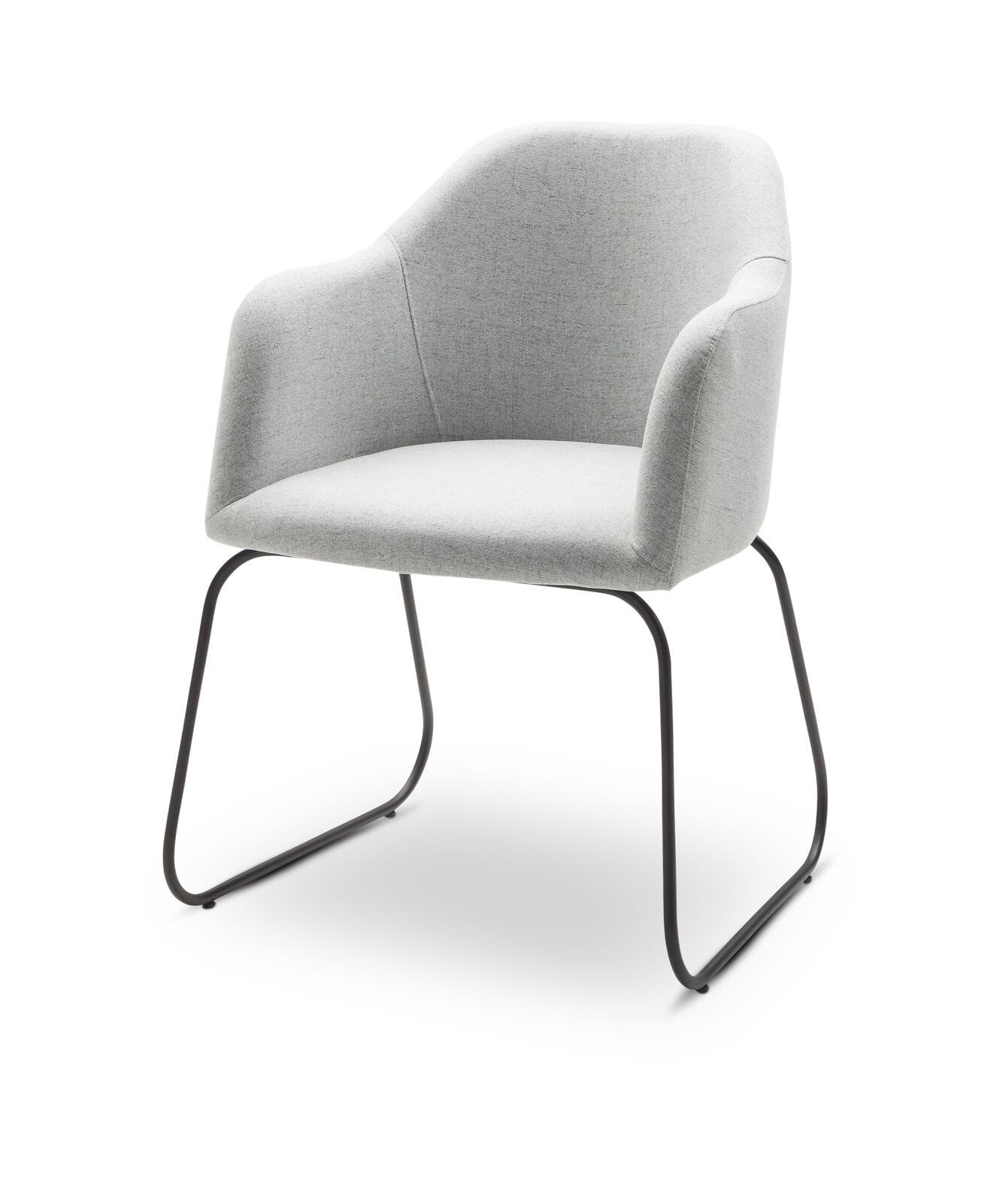 Standard Furniture Sessel Theo in Stoff Baltimore silbergrau mit Draht-Kufen in Metall schwarz