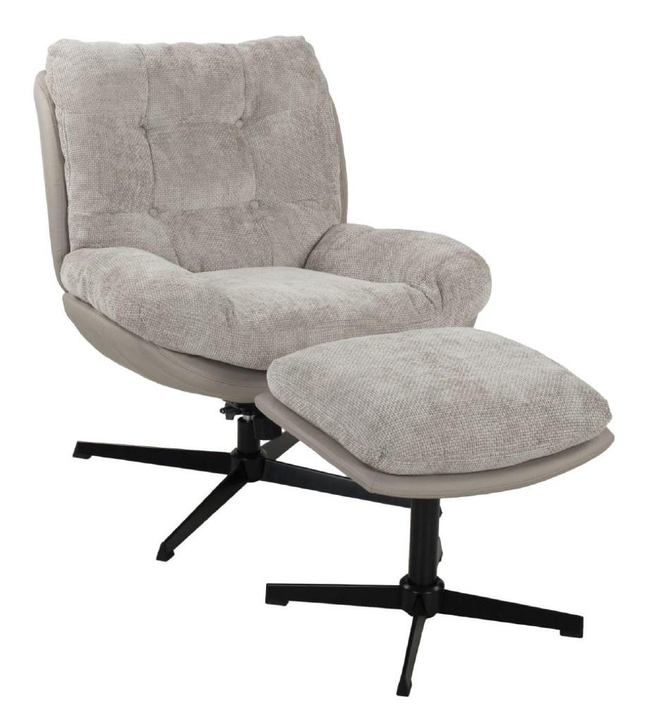 Relax Sessel in Chenille mit Kunstleder Sand