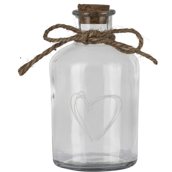 Glas 4425013-00 in Transparent Glas 4425013-00 in Transparent, glasflasche, herzmotiv, glasgefäß, korkverschluss, hängegirlande