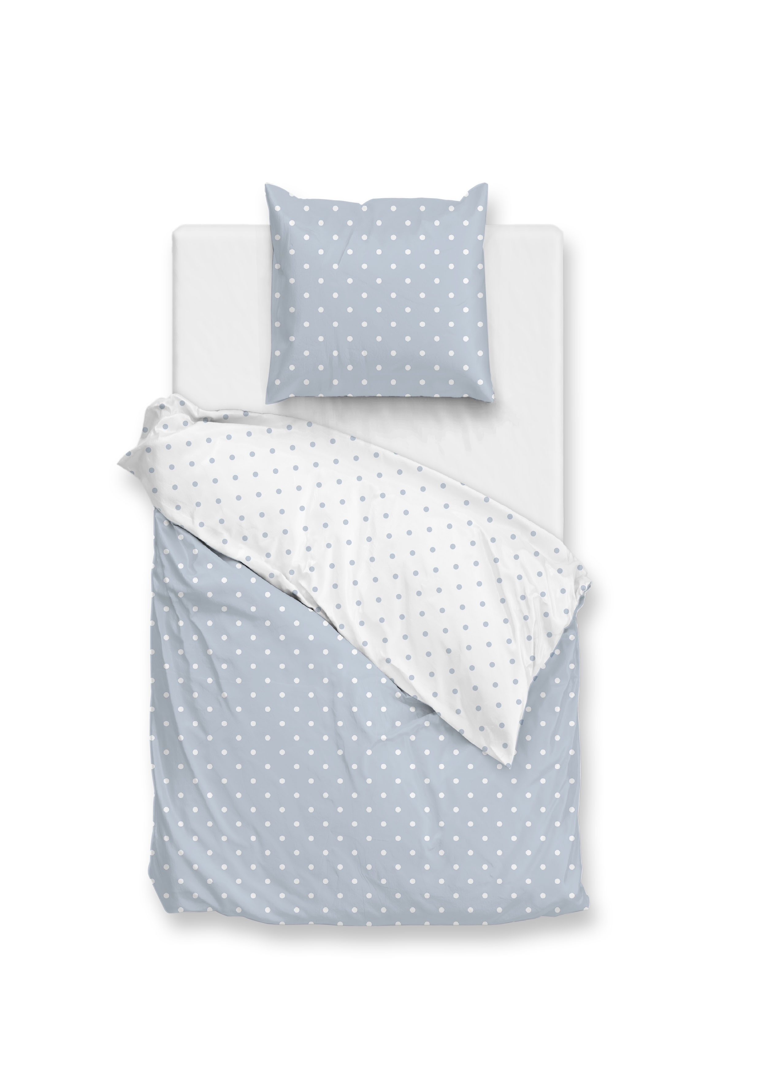 Bettwäsche Punta 155x220 cm PUNTA DIE COTONE 155x 220cm in Powder blue, Bettwäsche, Polka-Dots, Kissenbezug, Bettdecke, Zweifarbig