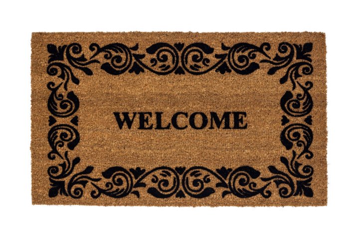 Golze & Söhne Türmatte Coco Design ca. 45x75cm in Farbe Welcome, Türmatte, Willkommensmatte, Kokosfasermatte, Rahmenmuster, Eingangsmatte