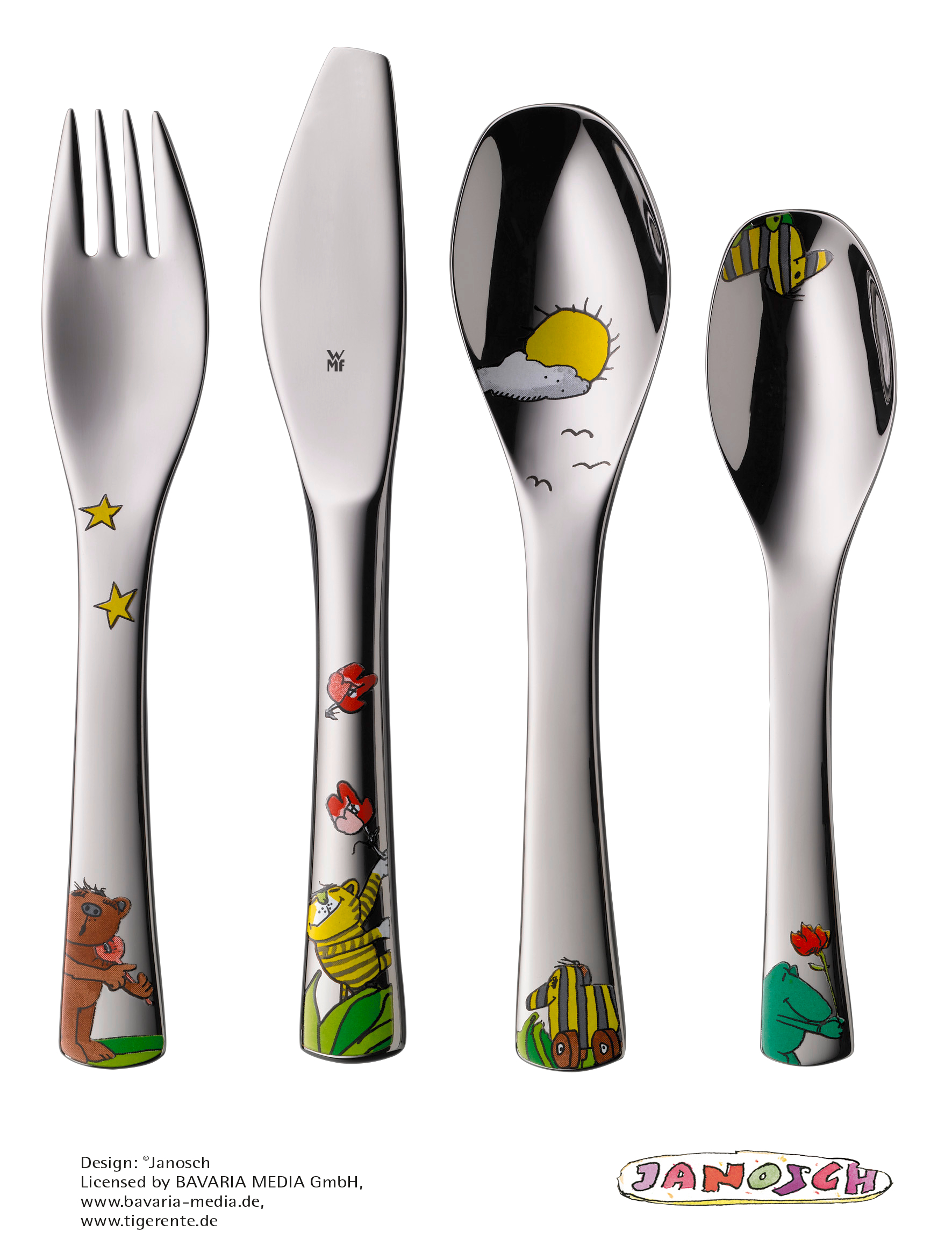 WMF Kinderbesteck-Set Janosch, 4-teilig in poliertem Edelstahl WMF Kinderbesteck-Set Janosch, 4-teilig in poliertem Edelstahl