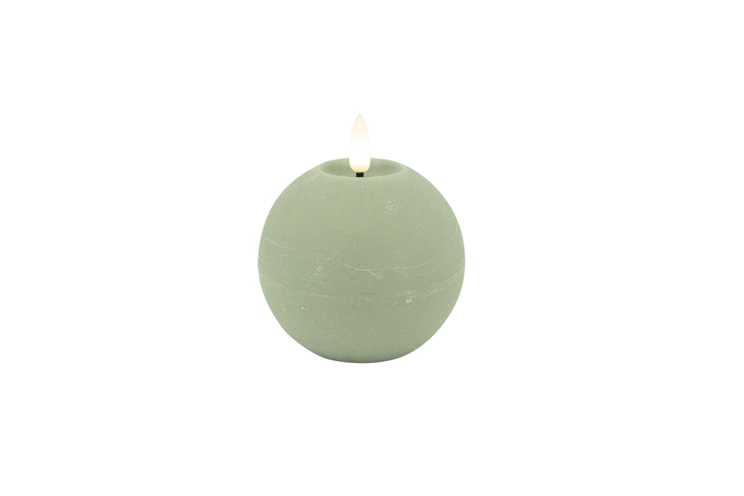 L.C. Wholesaler LED-Kugelkerze BASIC ca. Ø 8, H 7cm in green rustic, 8x7cm