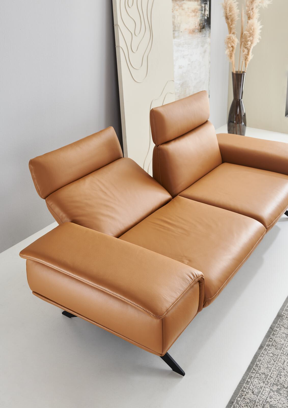 Koinor Sofa klein ELEMENTS in Leder X-HAPPY bernstein