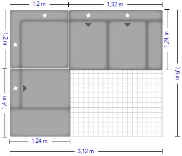 Konfiguration | Modulmaster Polstergruppe MM-MP1044 in Stoff Famosa silver sofa, couch, sectional, gray, l-shaped