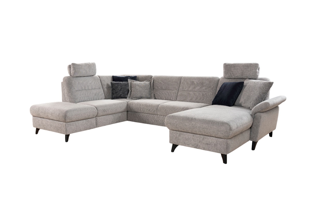 Sit & More Polstergruppe ROMANA ca. 315x213cm in Stoff Nile hellgrau, Couch, Mobiliar