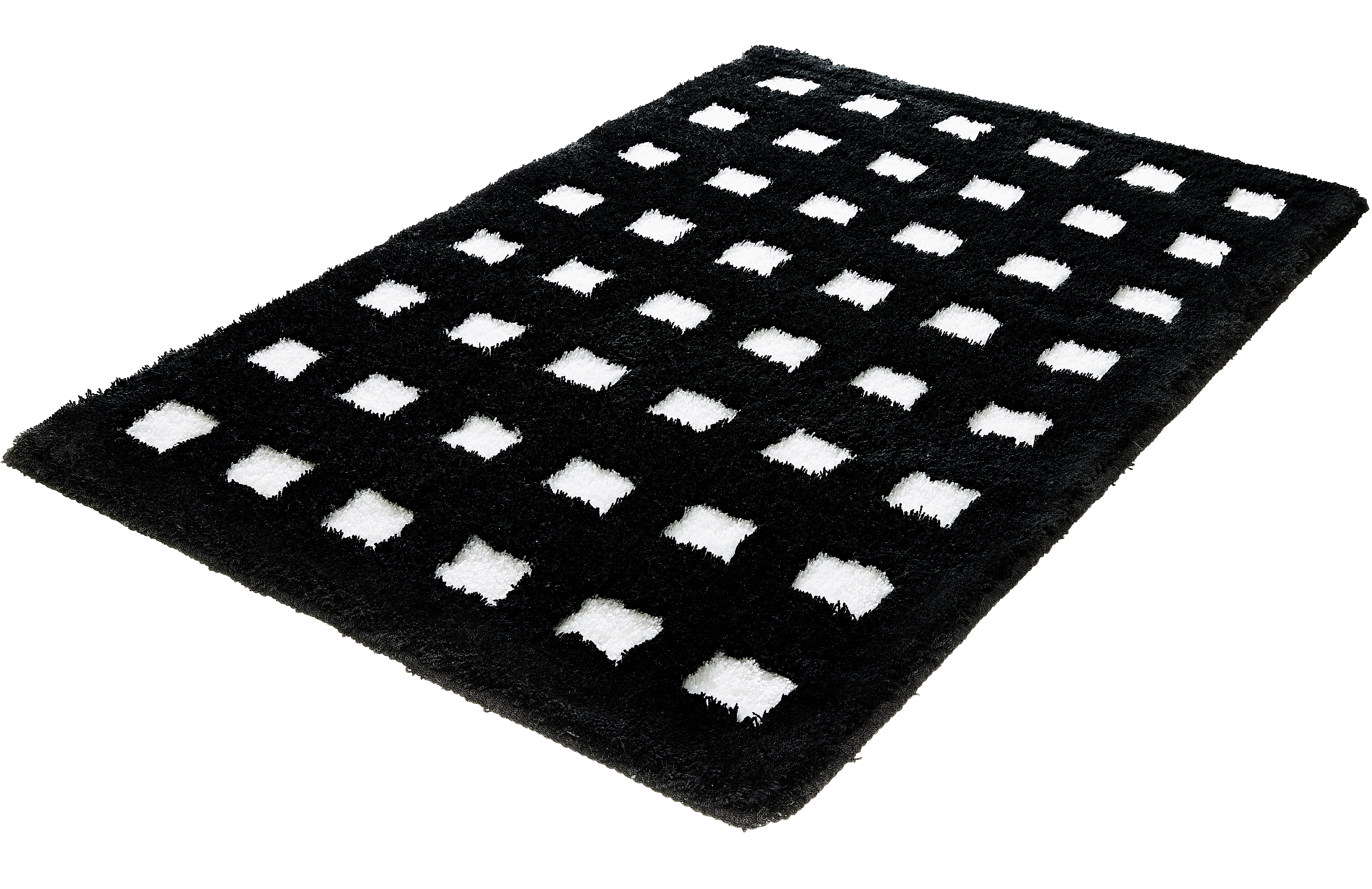 Kleine Wolke Badteppich BOXES ca. 70x120cm in Farbe Schwarz/Weiß