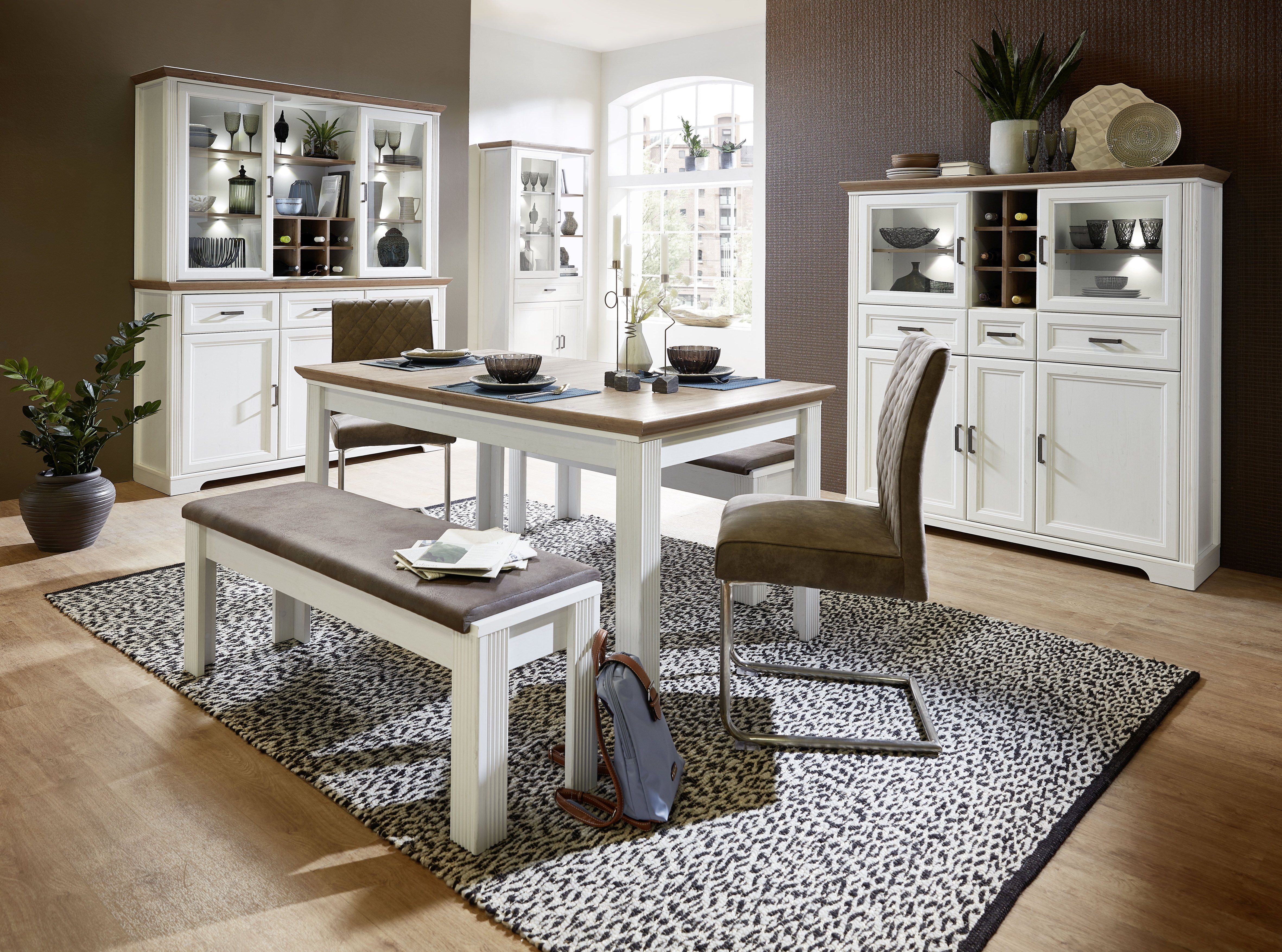 Innostyle Highboard Jasmin in Pinie hell/Artisan Eiche, 143 x 150 cm