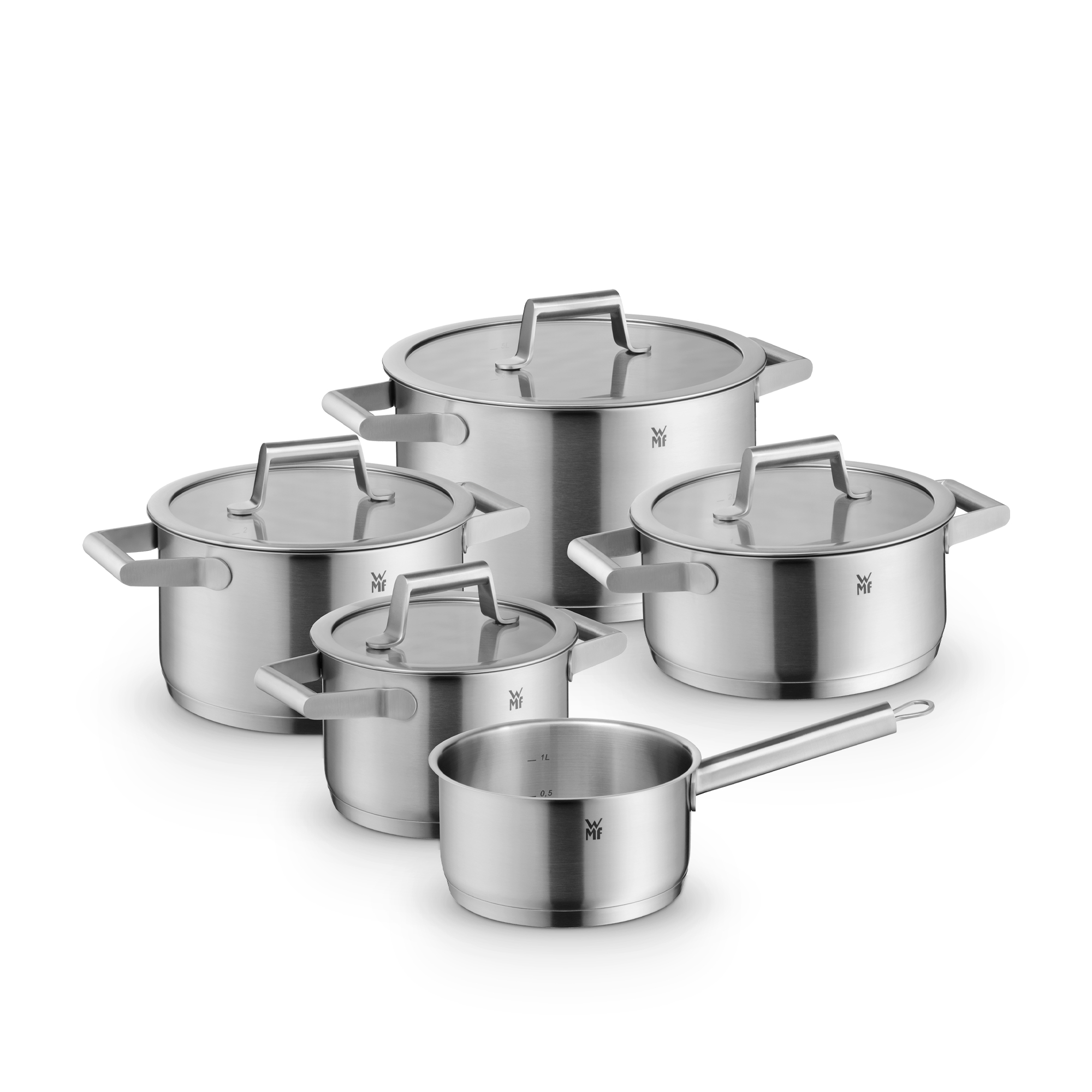 WMF Comfort Line Topf-Vorteils-Set*, 5-teilig in Edelstahl, Kochtopfset, Stahl, Edelstahl, Topfset, Deckelset
