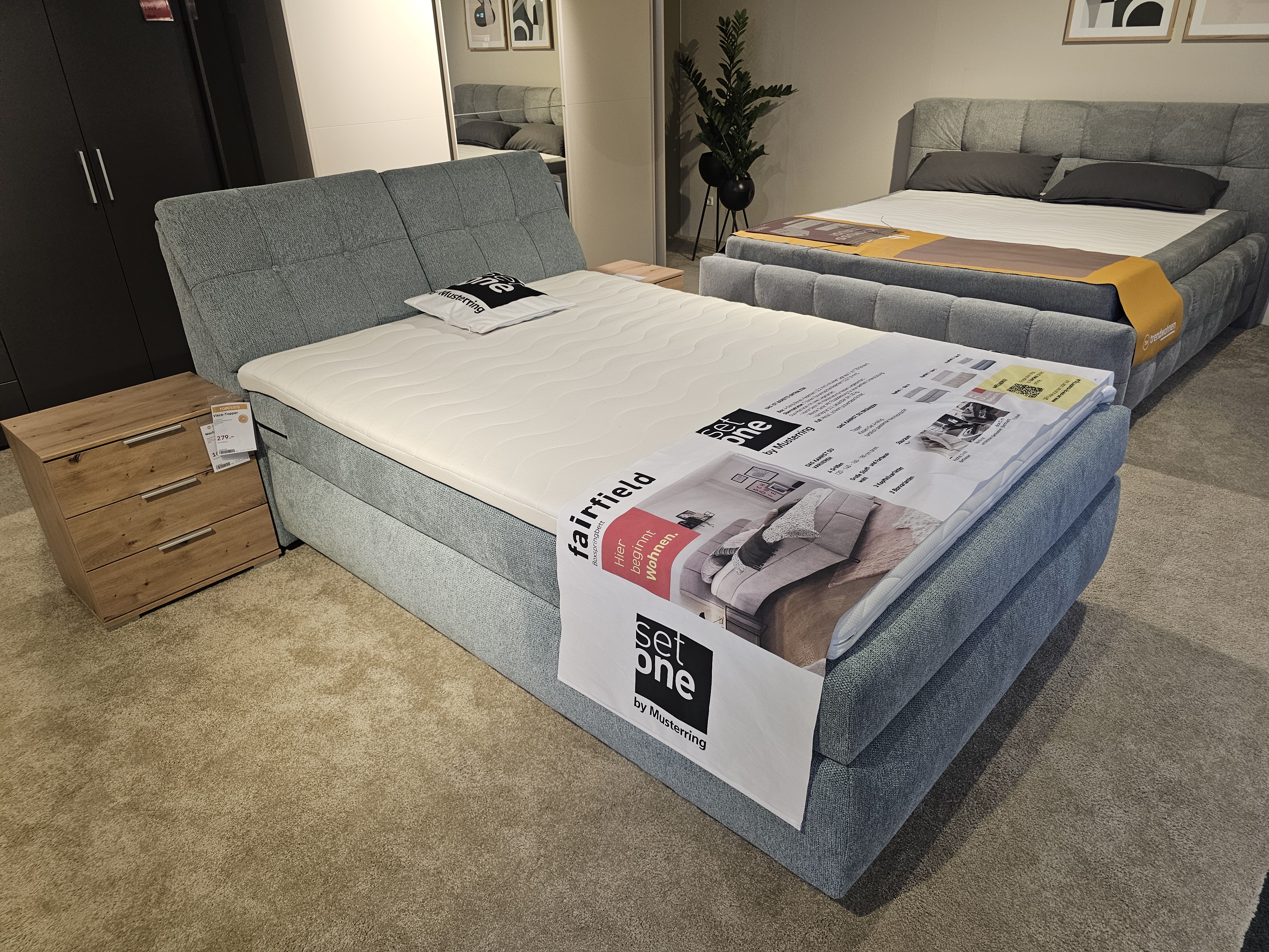 Set One by Musterring Boxspringbett Fairfield ca. 140x200cm Blau