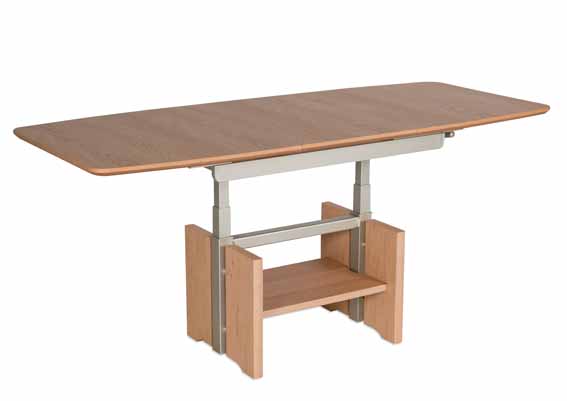 Couchtisch mit Lift, ca. 120 (160) x 70 x 54 - 73 cm in Eiche bianco, Moebel, Tabelle, Esstisch, Sperrholz, Schreibtisch