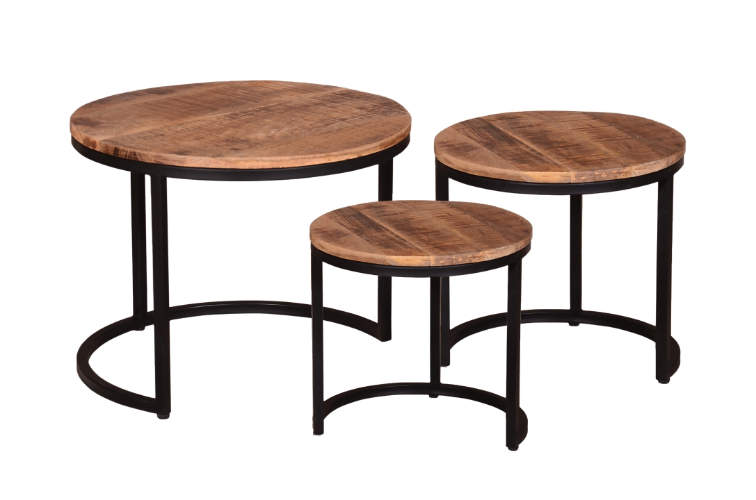 Direct 4 Home Couchtisch 3er Set in Massivholz natur 