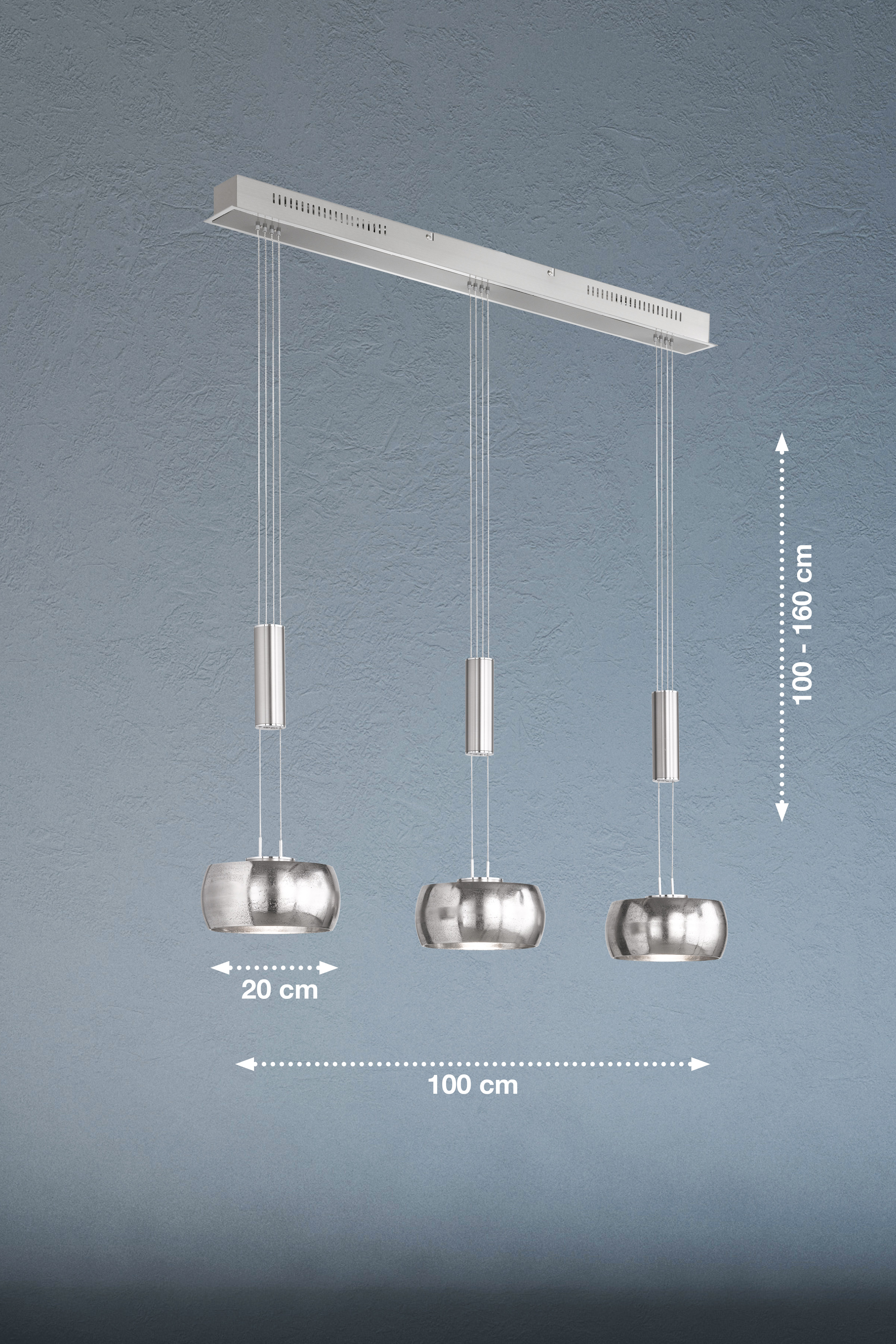 Fischer & Honsel LED-Pendelleuchte COLETTE in Nickel matt/Metall nickelfarbig antik