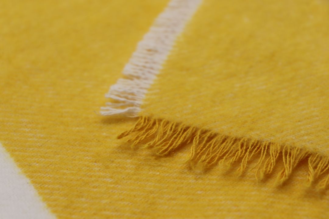 Biederlack Decke ca. 130x170cm in Farbe Nizza Stripe, Wolle, Gelb, Decke, Fransen, Textil