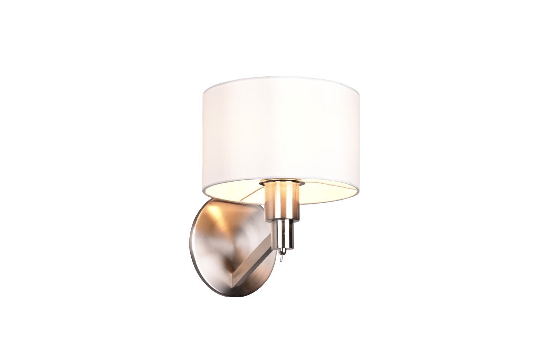Trio Wandleuchte CASSIO in Nickel matt, Stoff weiß
