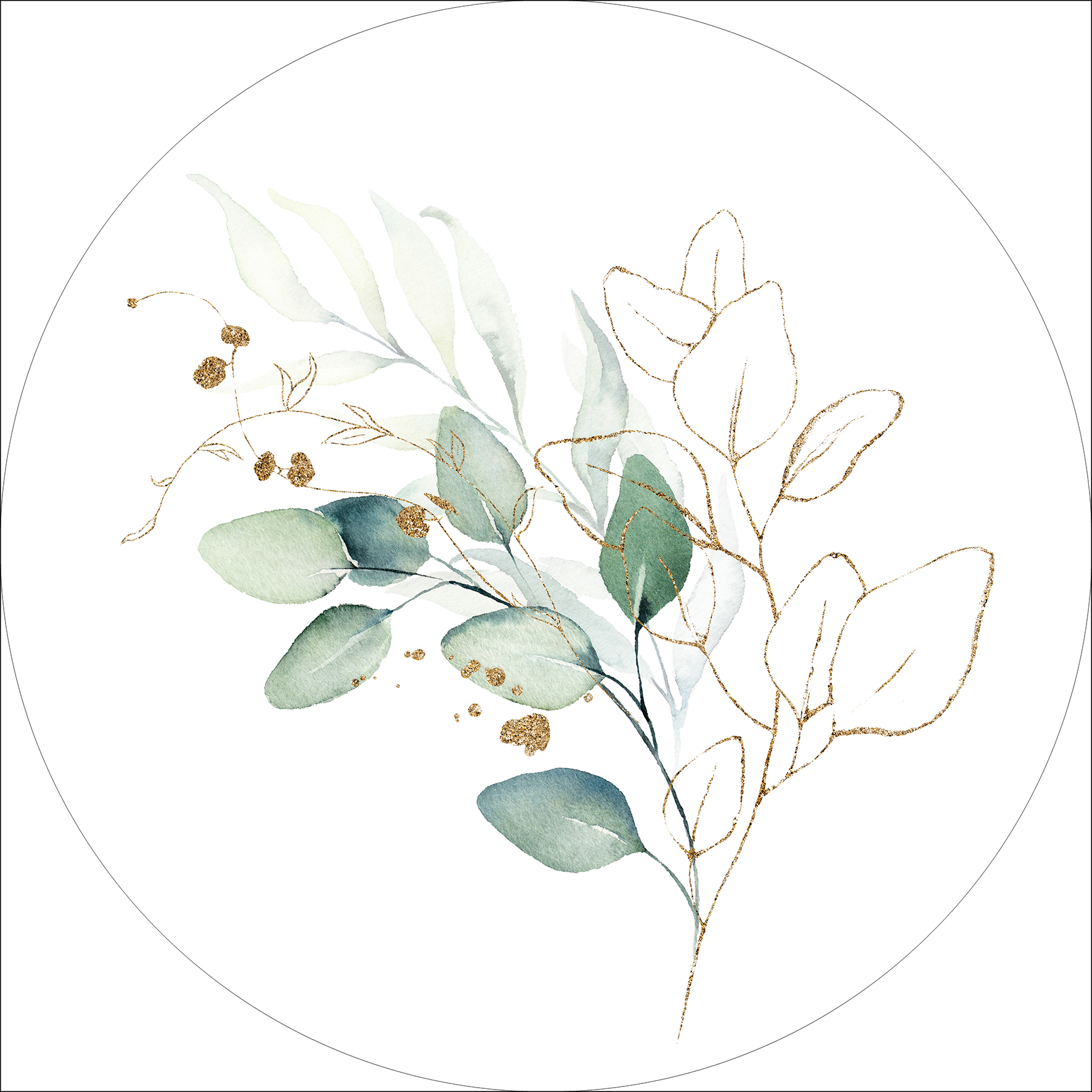 ProArt Glas-Art rund Ø 20cm Watercoloured Leaves II ProArt Glas-Art rund Ø 20cm Watercoloured Leaves II