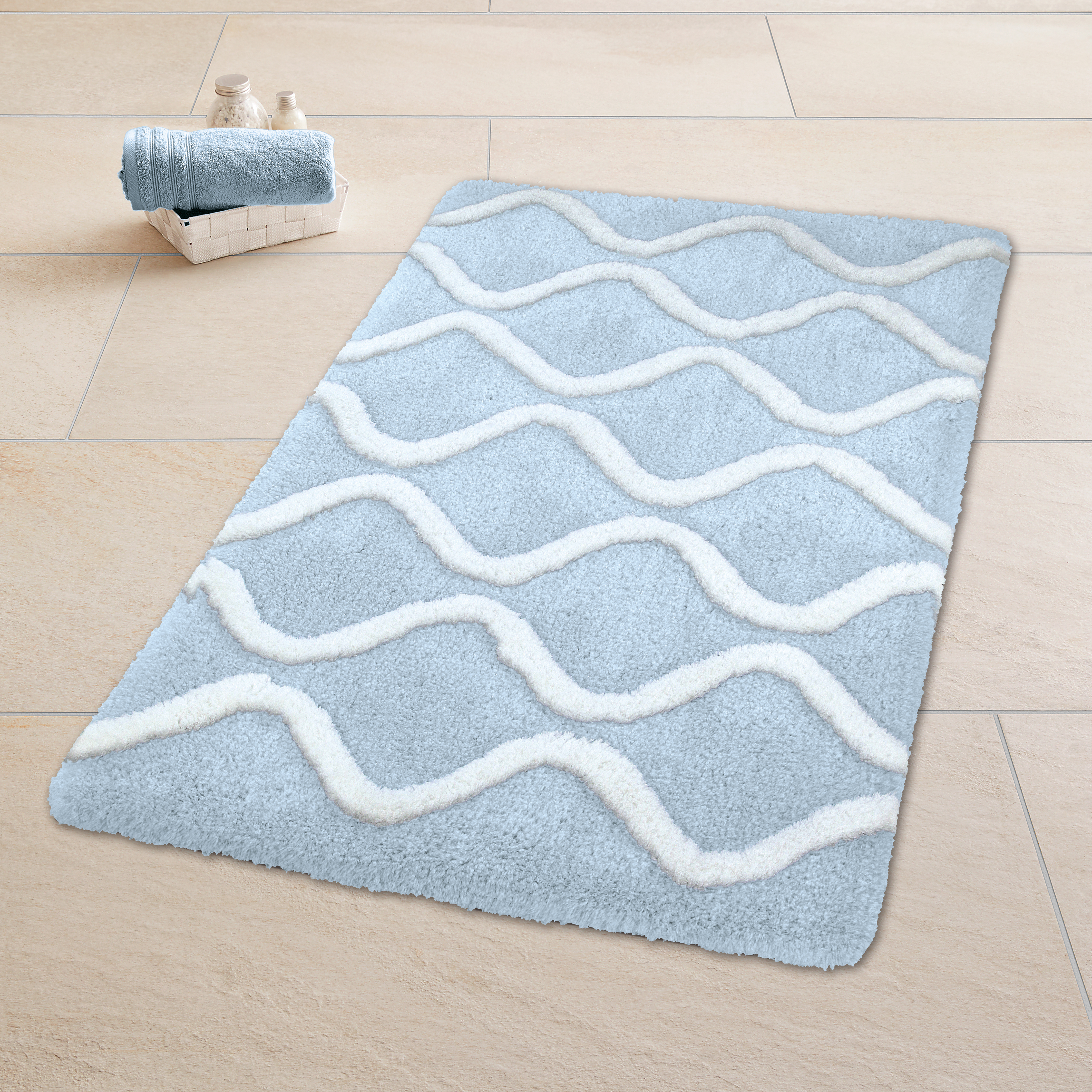 Kleine Wolke Badteppich PIANA ca. 70x120cm in Farbe Stahlblau