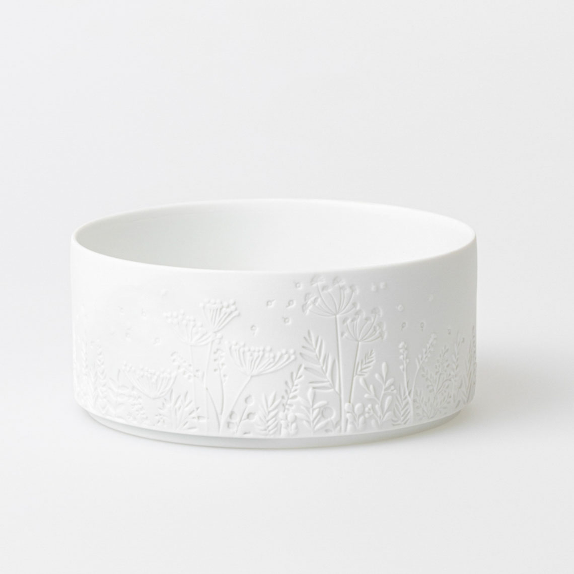 Schale WUNDERGARTEN in Farbe weiß, weißes schüssel, erhabenes muster, keramik, blumendesign, unifarben