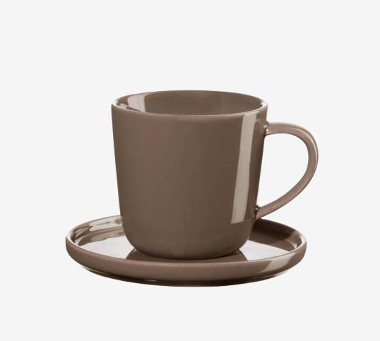 ASA Selection Espressotasse mit Unterteller COPPA in Farbe braun, Tasse, Becher, Kaffee-Tasse, Keramik, einfarbig