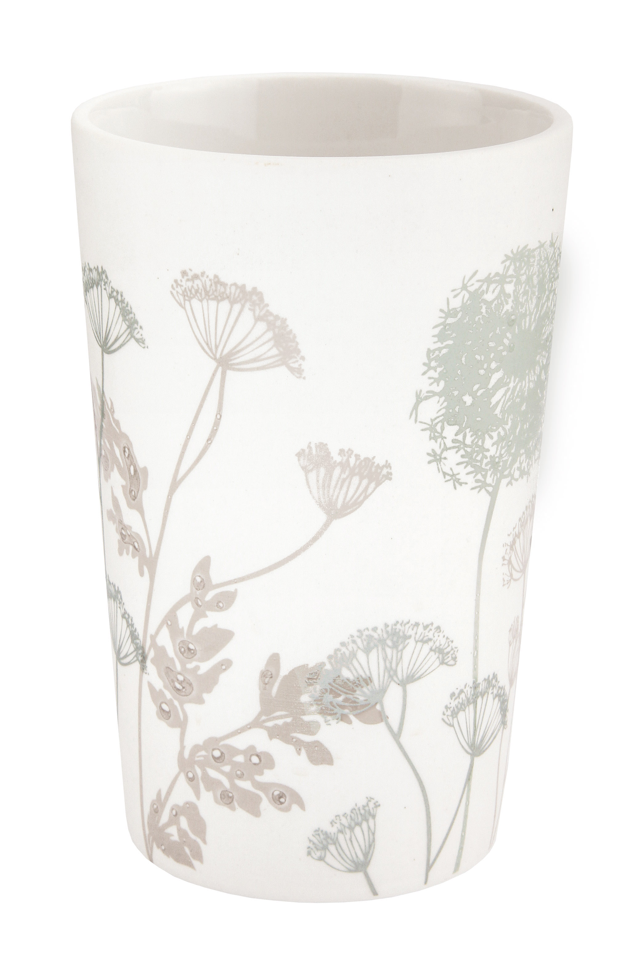 Kleine Wolke Zahnputzbecher SAVANNAH ca. 7,2x7,2cm in Farbe Nebel, Porzellantasse, Blumenmuster, Weiß, Kegelförmige Tasse, Dekorative Tasse, Vase, Porzellan, Weiß, Blumenmuster, Dekoration