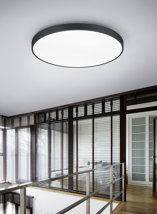 Trio LED-Deckenleuchte WACO in schwarz matt, Kunststoff weiß