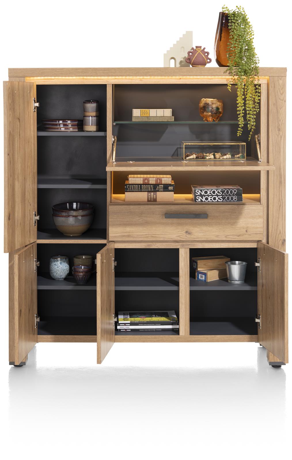 Henders & Hazel Highboard DELMONTE ca. B130 H140 T42 cm in Eiche natur furniert Henders & Hazel Highboard DELMONTE ca. B130 H140 T42 cm in Eiche natur furniert
