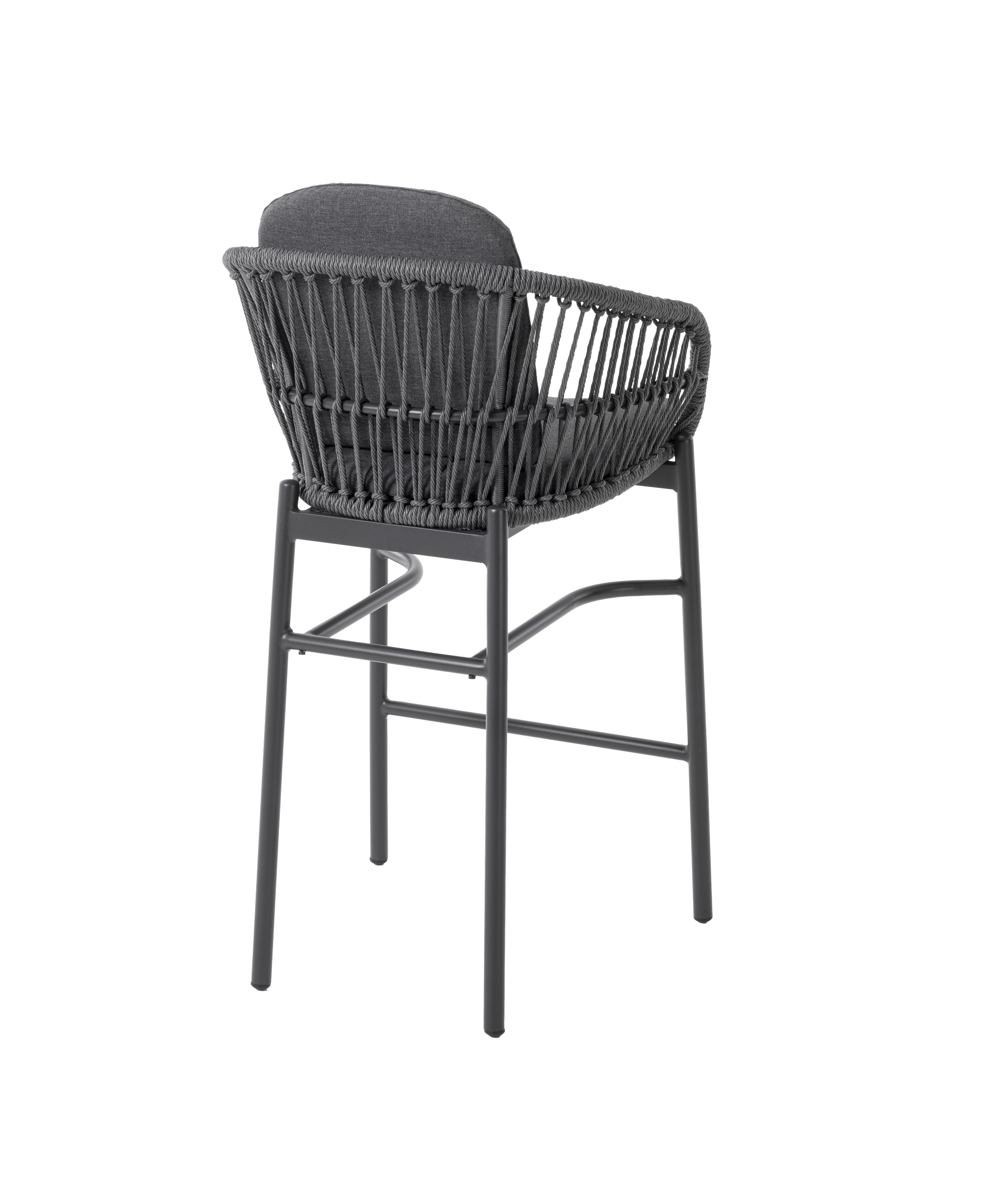 L.C. Wholesaler Barstuhl BARI ca. B60 H108,5 T63 cm in Rope Farbe dunkelgrau