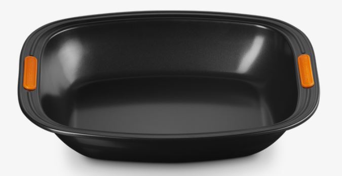 Le Creuset Brat- und Auflaufform ca. 33cm in Farbe schwarz, Küchenform, Auflaufform, Backform, Non-Stick, orange Griffe
