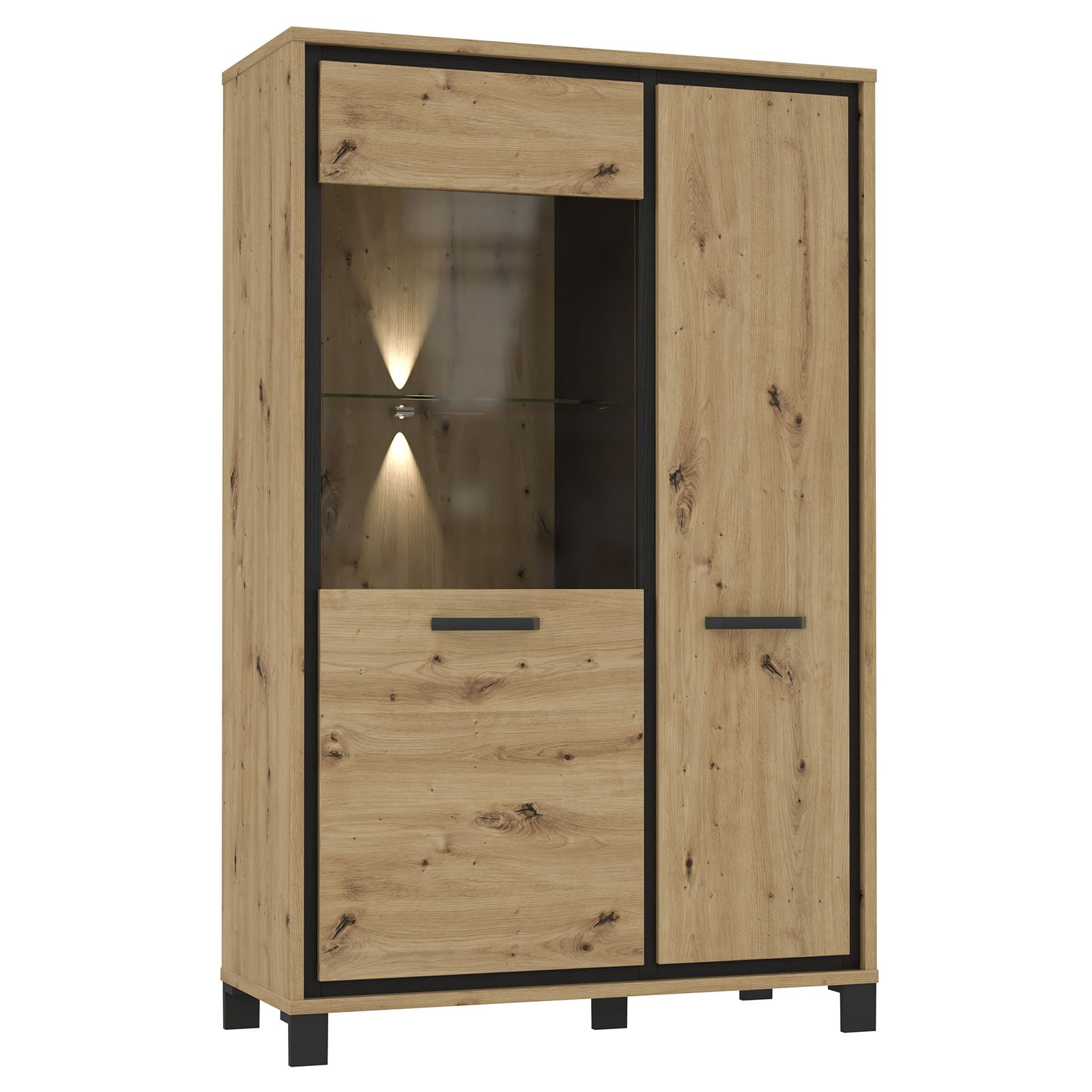 Forte Highboardvitrine Trondheim in Artisan Eiche Nachbildung Forte Highboardvitrine Trondheim in Artisan Eiche Nachbildung