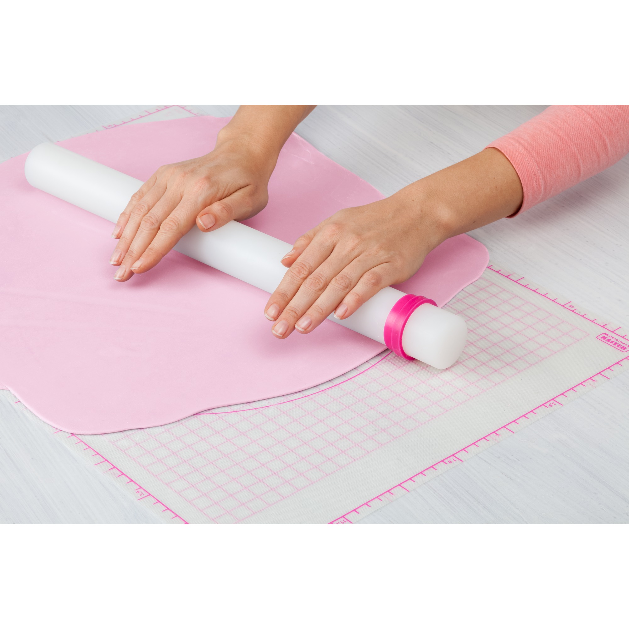 Kaiser Fondant Rollstab groß in weiß/pink