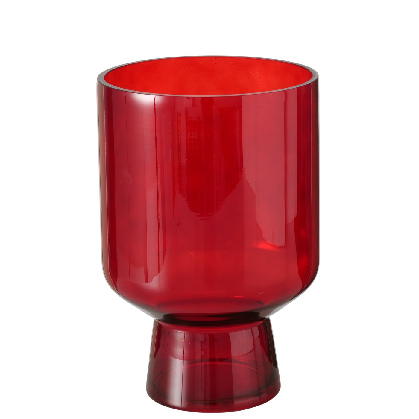 Boltze Windlicht Capsule Burgundy Lov Glas Rot, Glasvase, Rotglas, Transparenter Glas, Zylindrische Form, Sockelfuß