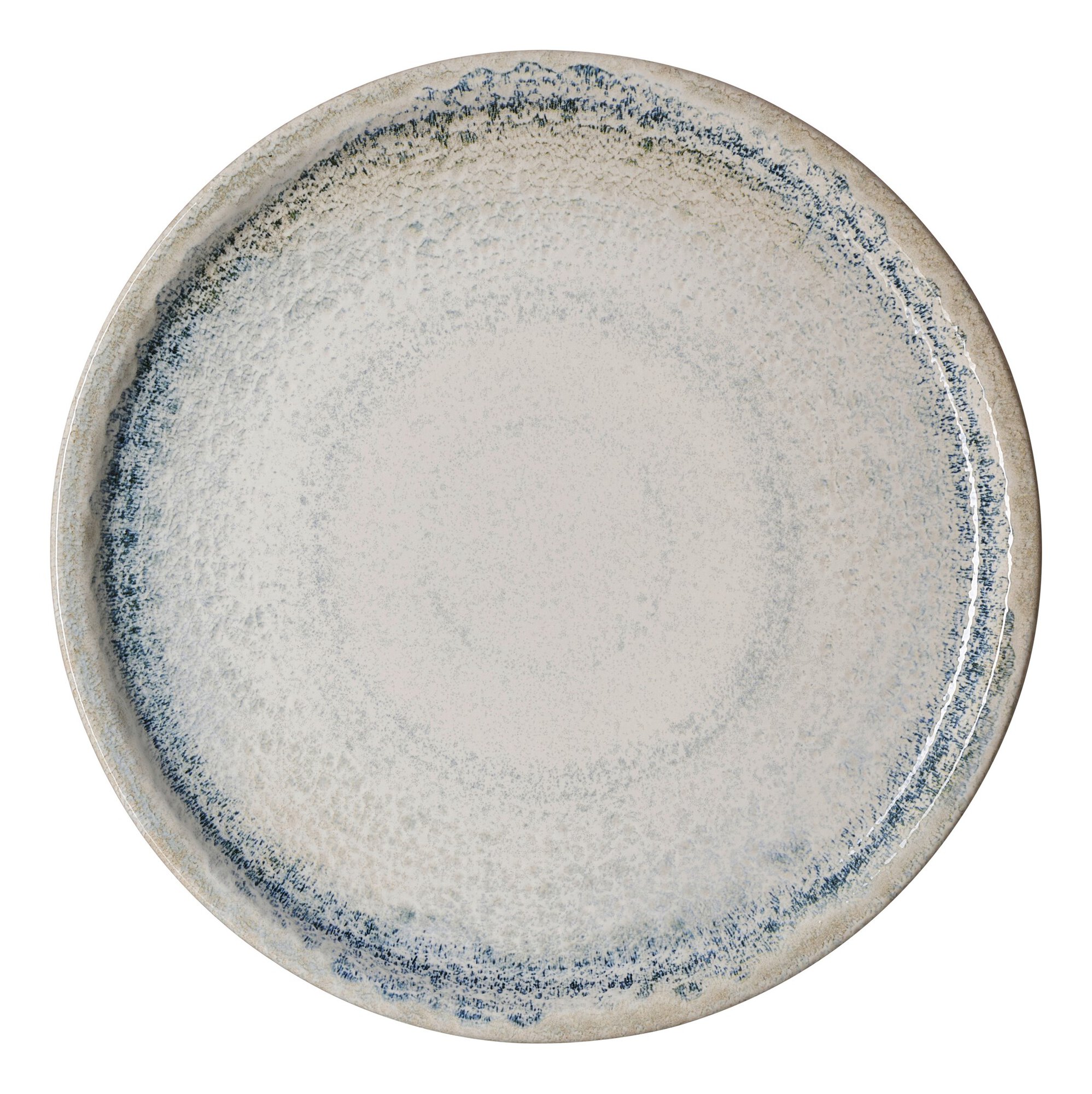 Ritzenhoff & Breker Pizzateller UMBRIA 30cm aus Steinzeug grau/blau, Teller, Keramik, Blaues Randmuster, Gedämpfte Farben, Durchmesser groß