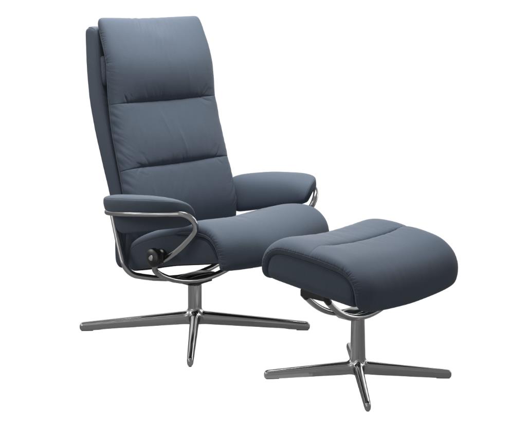 Stressless Sessel mit Hocker TOKYO ca. B80 H111 T115 cm in Leder Paloma 71 Sparrow Blue