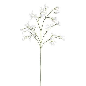 Gypsozweig 6 in Poly,60cm, Blumenstiel, Wertvolle Blüten, Deko-Zweig, Kunstpflanze, Schwarz-Weiß