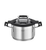 Rösle Kochtopf mit Glasdeckel 16cm SILENCE PRO, Drucktopf, Induktionsgeeignet, Tragegriff, Edelstahl, Schnellkochtopf